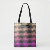 Kleurrijke Houndstooth-Roze aan Gele Gradiënt- Tote Bag (Voorkant)