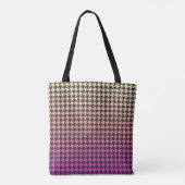 Kleurrijke Houndstooth-Roze aan Gele Gradiënt- Tote Bag (Achterkant)