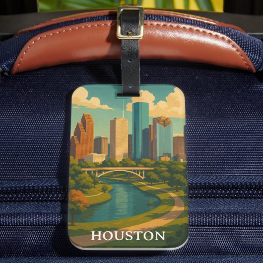 Kleurrijke Houston Texas Skyline Bagagelabel (Voorkant Insitu 2)