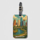 Kleurrijke Houston Texas Skyline Bagagelabel (Voorkant (verticaal))