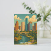 Kleurrijke Houston Texas Skyline Briefkaart (Staand voorkant)