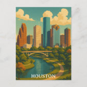 Kleurrijke Houston Texas Skyline Briefkaart (Voorkant)