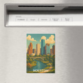 Kleurrijke  Houston Texas Skyline Magneet (Insitu (Vaatwasser))