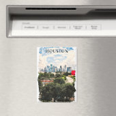 Kleurrijke Houston Texas Travel Waterverf Magneet (Insitu (Vaatwasser))