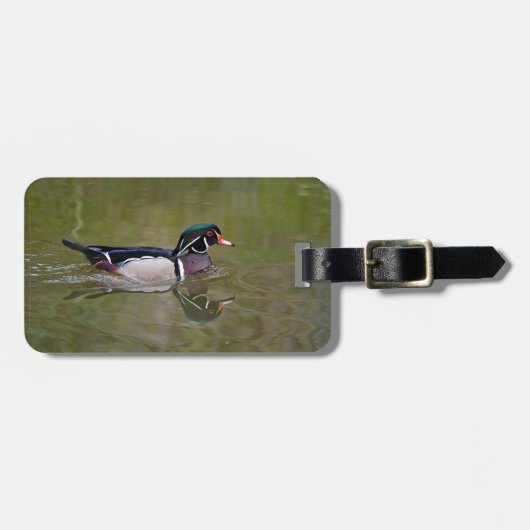 Kleurrijke hout eend bagagelabel (Voorkant horizontaal)