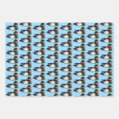 Kleurrijke Hout Eend Waterlelie Wilde Dieren Blauw Inpakpapier Vel (Voorkant 2)