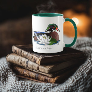 Kleurrijke Hout Eend Waterlelie Wilde Dieren Blauw Mok
