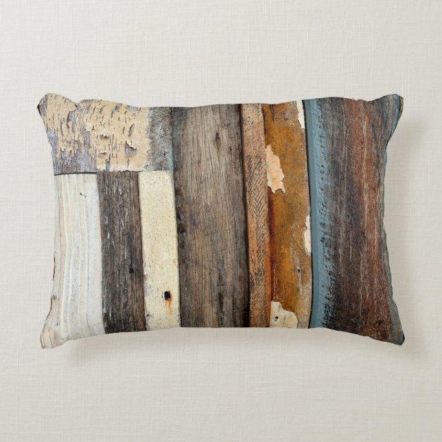 Kleurrijke  houten panelen met afschilfering accent kussen (Voorkant)