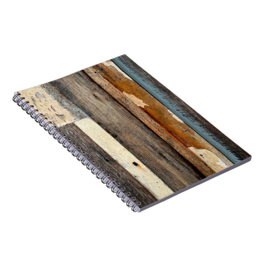 Kleurrijke  houten panelen met afschilfering notitieboek (Rechterzijde)