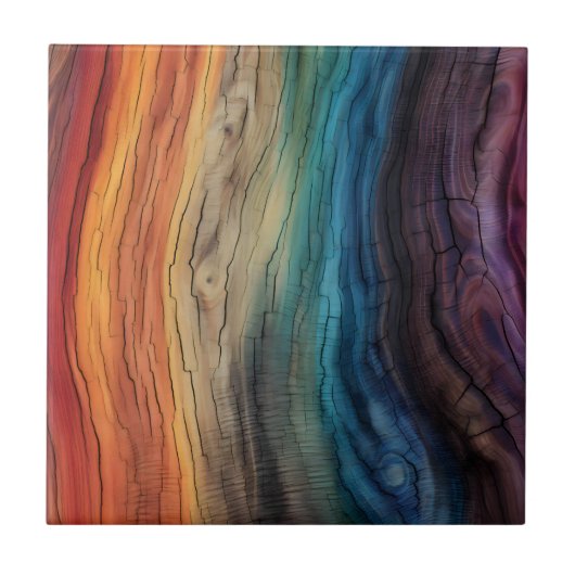 Kleurrijke houten Tegel Tegeltje (Voorkant)