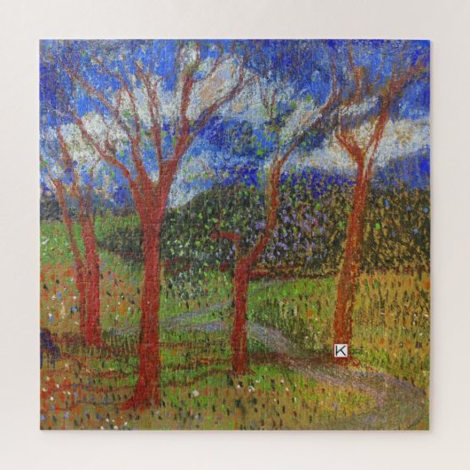 Kleurrijke houtprint van een boom legpuzzel (Verticaal)