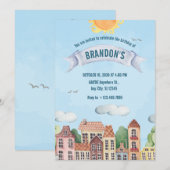 Kleurrijke huis leuke verjaardag kaart (Voorkant / Achterkant)