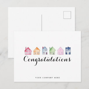 Kleurrijke huizen Congrats Real Estate Nieuwe huis Briefkaart