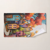 Kleurrijke huizen en bomen in de herfst bad handdoek (Handdoek)