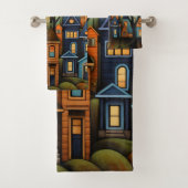 Kleurrijke huizen en bomen in de herfst bad handdoek (Insitu)