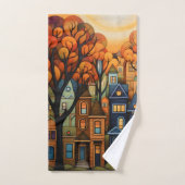 Kleurrijke huizen en bomen in de herfst bad handdoek (Handdoek)