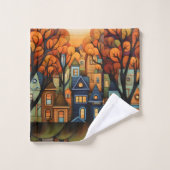 Kleurrijke huizen en bomen in de herfst bad handdoek (Wasdoekje)