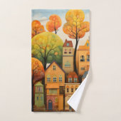 Kleurrijke huizen en bomen in de herfst bad handdoek (Handdoek)