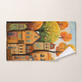 Kleurrijke huizen en bomen in de herfst bad handdoek (Handdoek)