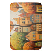 Kleurrijke huizen en bomen in de herfst badmat (Voorkant Verticaal)