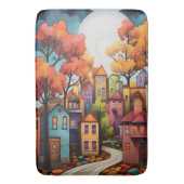 Kleurrijke huizen en bomen in de herfst badmat (Voorkant Verticaal)