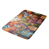 Kleurrijke huizen en bomen in de herfst badmat (Gekanteld)