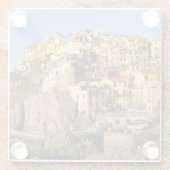 Kleurrijke huizen glas onderzetter (Achterkant)