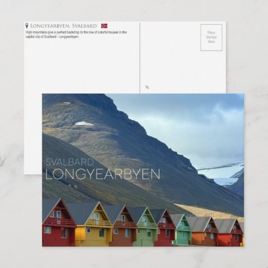 Kleurrijke Huizen in Longyearbyen, Svalbard Ansich Briefkaart (Voorkant / Achterkant)