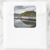 Kleurrijke huizen in Portree, Skye Vierkante Sticker (Tas)