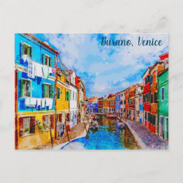 Kleurrijke huizen op Burano, Venetië, Italië. Briefkaart