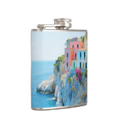 Kleurrijke huizen op een klif bij het zee heupfles (Rechts)