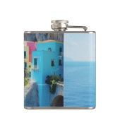 Kleurrijke huizen op een klif bij het zee heupfles (Achterkant)