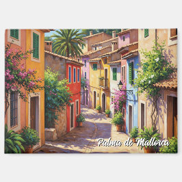 Kleurrijke Huizen Palma de Mallorca Spanje Reizen Magneet