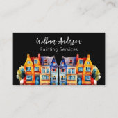 Kleurrijke huizen schilderij service QR-code Visitekaartje (Voorkant)