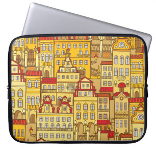 Kleurrijke huizen stadspatroon laptop sleeve