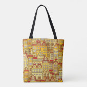 Kleurrijke huizen stadspatroon tote bag (Achterkant)