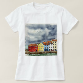 Kleurrijke huizen t-shirt