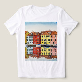 Kleurrijke huizen Tri-Blend shirt