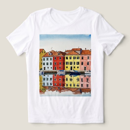 Kleurrijke huizen Tri-Blend shirt (Design voorkant)
