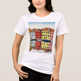 Kleurrijke huizen Tri-Blend shirt