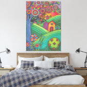 Kleurrijke huizen Volkskunst Canvas Afdruk (Insitu (Slaapkamer))