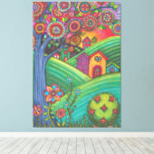 Kleurrijke huizen Volkskunst Canvas Afdruk (Insitu (Houten vloer))