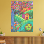 Kleurrijke huizen Volkskunst Canvas Afdruk (Insitu (Woonkamer))