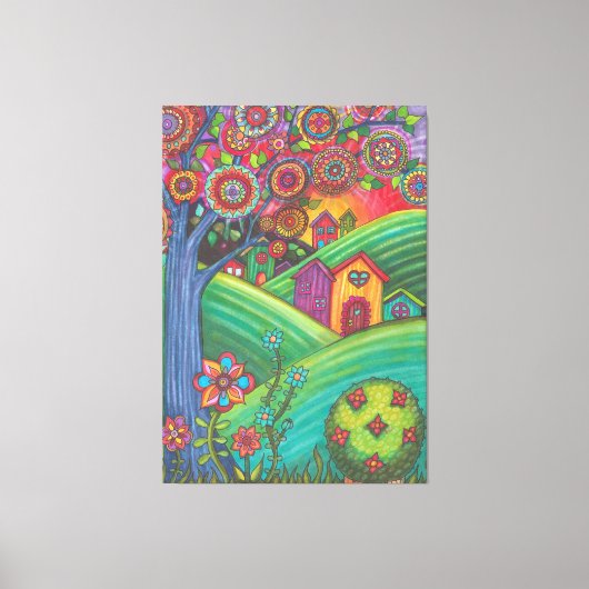 Kleurrijke huizen Volkskunst Canvas Afdruk (Voorkant)