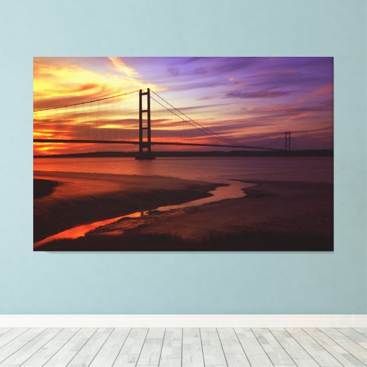 Kleurrijke Humber Bridge Sunset foto Canvas Afdruk (Insitu (Houten vloer))