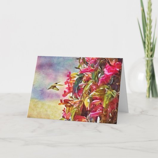 Kleurrijke Hummingbird en Flowers Artsy Note Kaart (Voorkant)