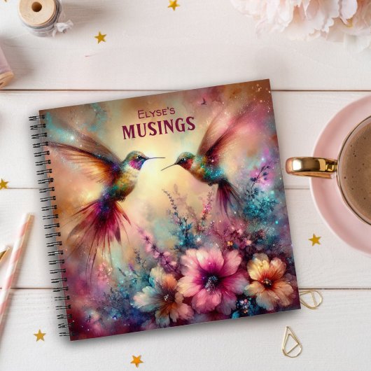 Kleurrijke Hummingbird Flower Garden Custom Journa Notitieboek
