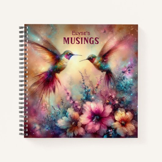 Kleurrijke Hummingbird Flower Garden Custom Journa Notitieboek (Voorkant)