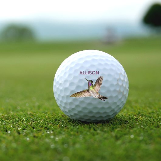 Kleurrijke Hummingbird Flying Monogram Naam Golfballen
