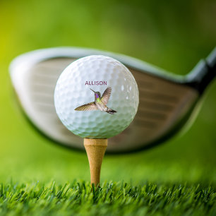 Kleurrijke Hummingbird Flying Monogram Naam Golfballen